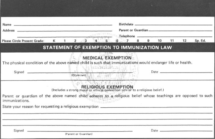 california vaccine exemption form
